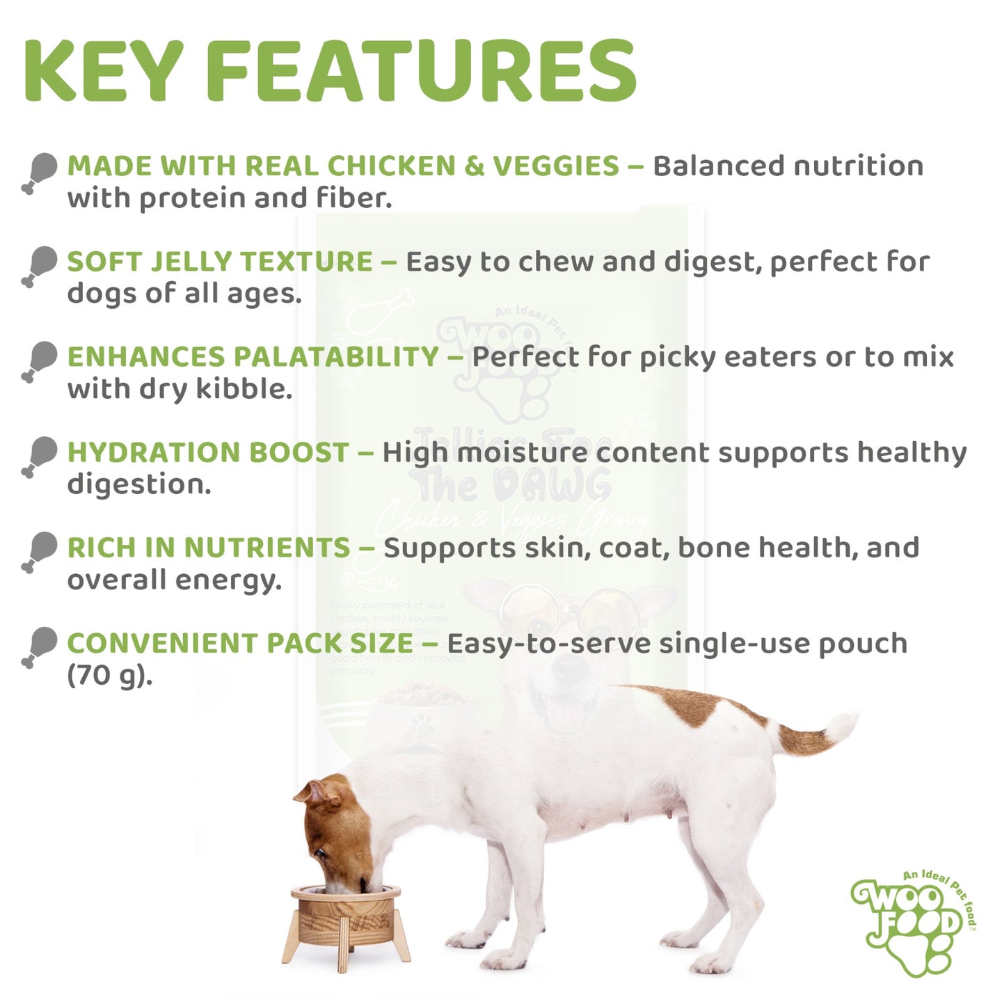 WooFood Chicken & Veggies Gravy (Jellies for Dogs) -70gm ( Pack of 5)